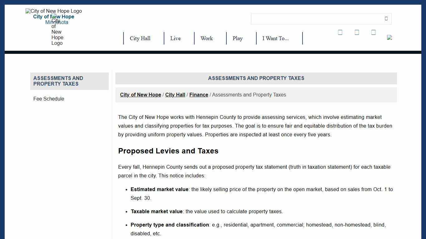 Assessments and Property Taxes - City of New Hope