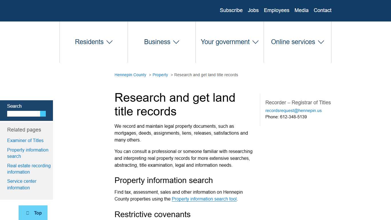 Research and get land title records Hennepin County